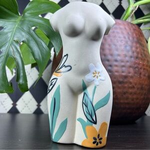 Female Torso Vase 9.5” ‎ Nude Sculpture Floral Art Pottery Modern Ceramic Matte